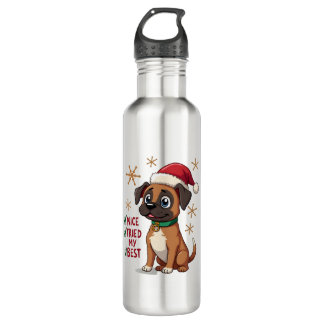 Cute Boxer dog Dog Christmas Nice Tried my Best  ( Stainless Steel Water Bottle