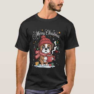 Cute Boxer Dog Drink Hot Cocoa Christmas Xmas Wome T-Shirt