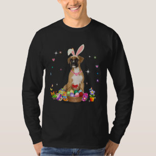 Cute Boxer Dog Easter Day Bunny Eggs Easter Costum T-Shirt