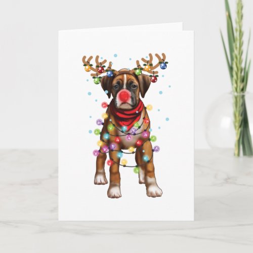 Cute Boxer Dog Funny Christmas Holiday Gifts Card