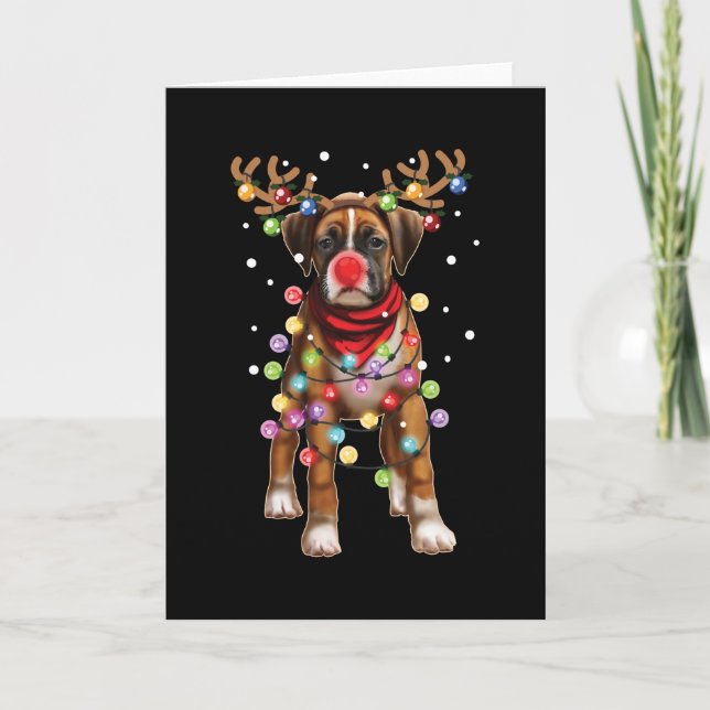 Cute Boxer Dog Funny Christmas Holiday Gifts Card (Front)
