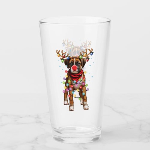 Cute Boxer Dog Funny Christmas Holiday Gifts Glass