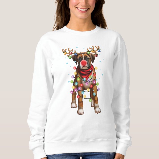 Cute Boxer Dog Funny Christmas Holiday Gifts Sweatshirt (Front)