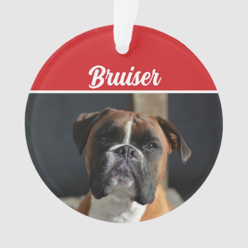 Cute Boxer Dog Holiday Christmas Photo Ornament