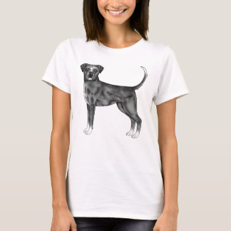 Cute Boxer Dog Illustration In Black And White T-Shirt