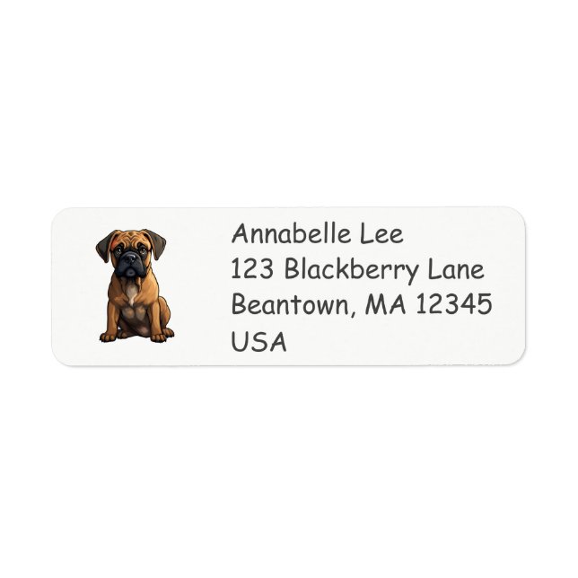 Cute Boxer Dog Label (Front)