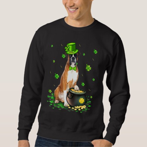 Cute Boxer Dog Lover St Patricks Day Shamrock Sweatshirt