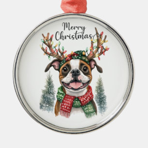 Cute Boxer Dog Metal Ornament
