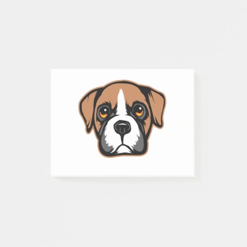 Cute Boxer Dog Puppy Portrait Drawing Post_it Notes