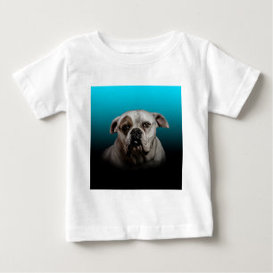 Cute Boxer Dog w Blue Black Gradient background Baby T-Shirt