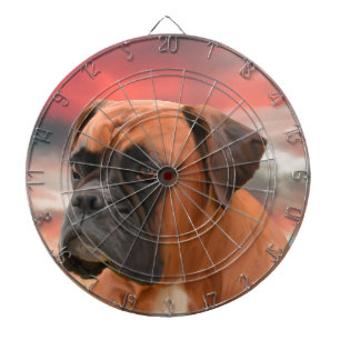 Cute Boxer Dog Water Color Oil Painting Art Dartboard With Darts