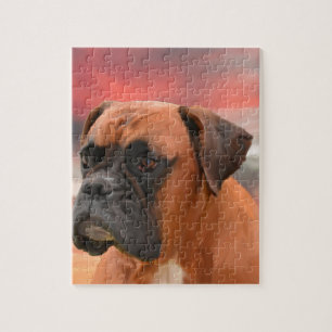 Cute Boxer Dog Water Color Oil Painting Art Jigsaw Puzzle