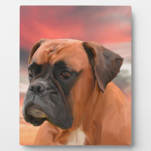 Cute Boxer Dog Water Color Oil Painting Art Plaque