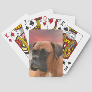 Cute Boxer Dog Water Color Oil Painting Art Poker Cards