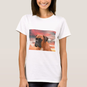 Cute Boxer Dog Water Color Oil Painting Art T-Shirt