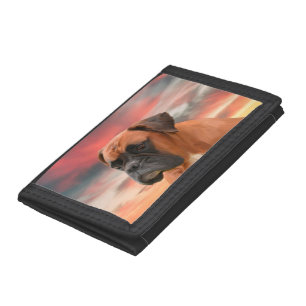 Cute Boxer Dog Water Color Oil Painting Art Tri-fold Wallet