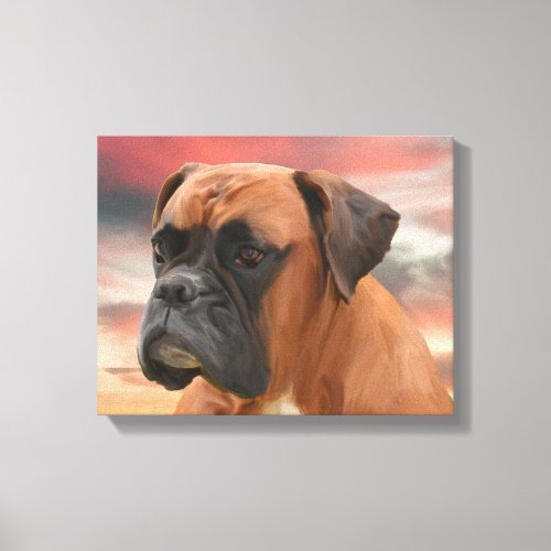 Cute Boxer Dog Water Color Oil Painting Wall Art