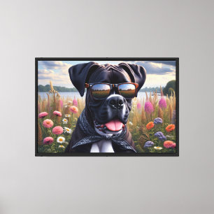 Cute Boxer Dog with Shades Canvas Print