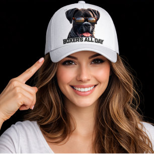 Cute Boxer Dog with Shades Hat