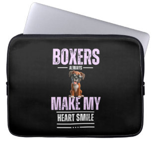 Cute Boxer Dogs Make My Heart Smile Laptop Sleeve