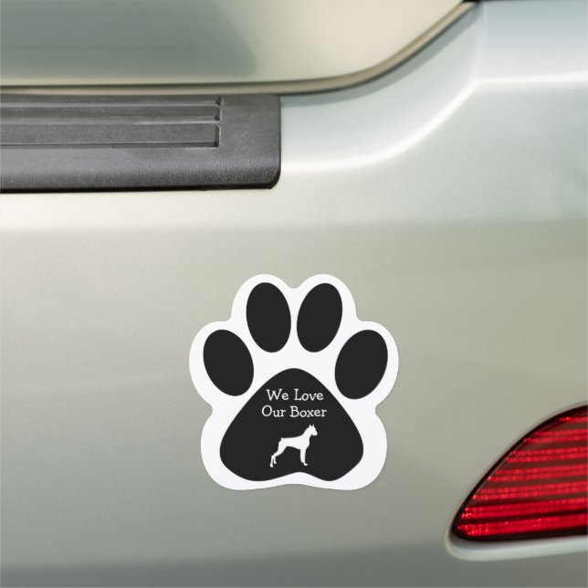Cute Boxer Family Pet Dog Car Magnet (In Situ)