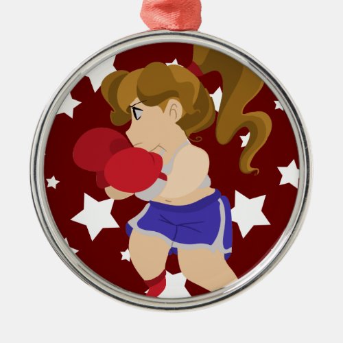 Cute Boxer Girl Metal Ornament