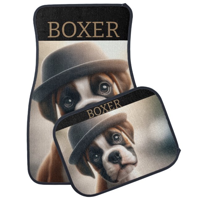 Cute Boxer Puppy – Stylish Dog Art Car Floor Mat (Set)
