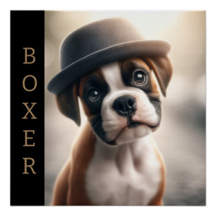 Cute Boxer Puppy – Stylish Dog Art Poster