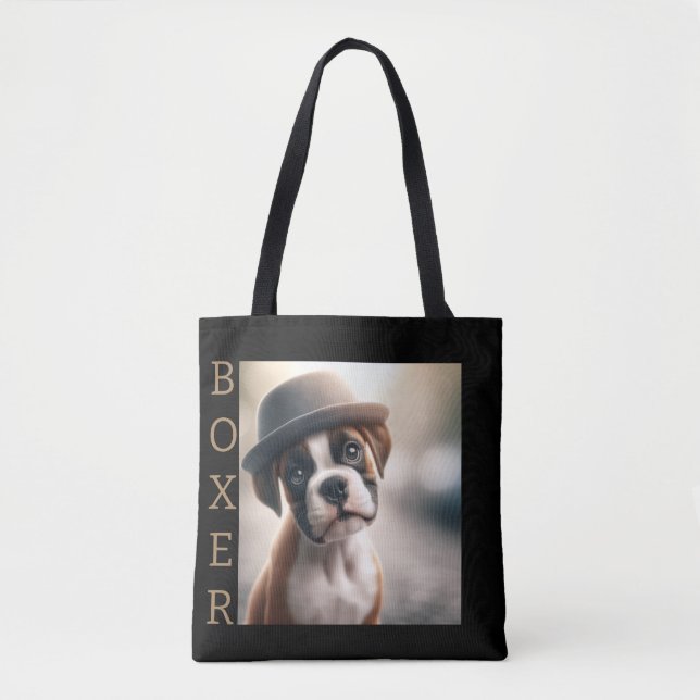 Cute Boxer Puppy – Stylish Dog Art Tote Bag (Front)