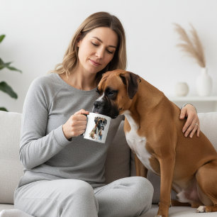 Cute Boxer Watercolor Portrait Personalize Mug