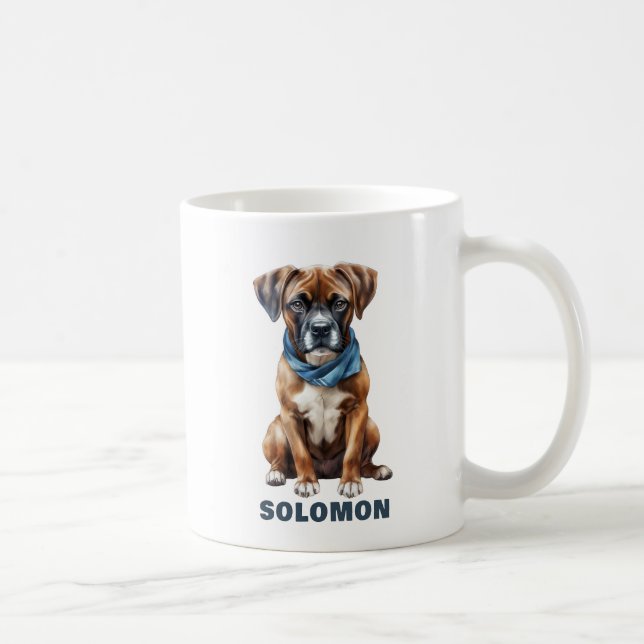 Cute Boxer wearing a Scarf Personalized Coffee Mug (Right)