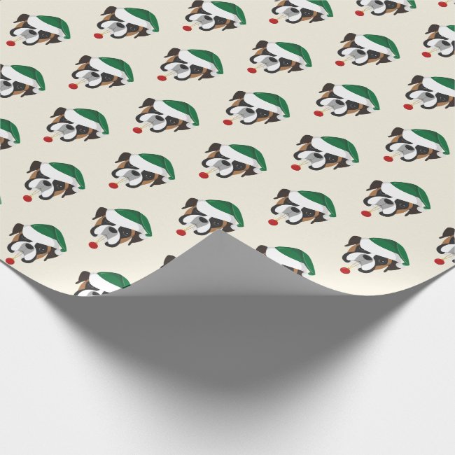 Cute Boxer with a Santa Hat Pattern Christmas
