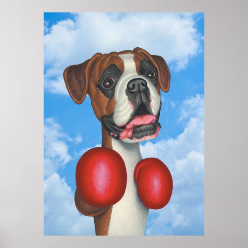 Cute Boxing Boxer Dog Outside Poster