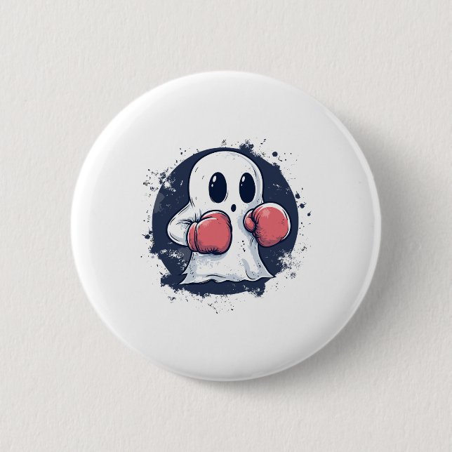 Cute Boxing Ghost Art  Button (Front)
