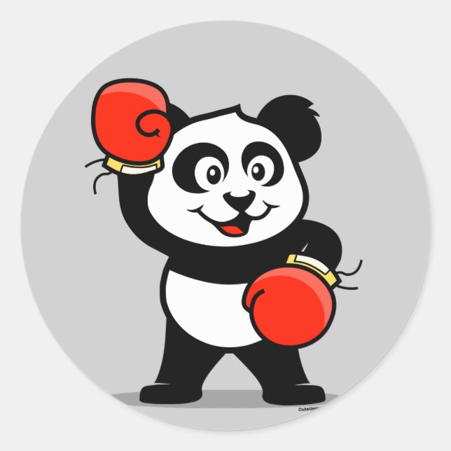 Cute Boxing Panda Classic Round Sticker (Front)