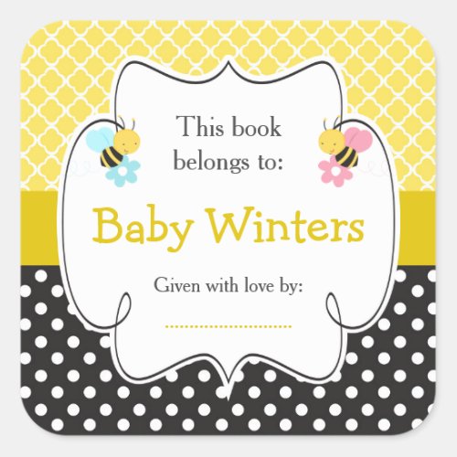 Cute Boy and Girl Bumble Bees Bookplate