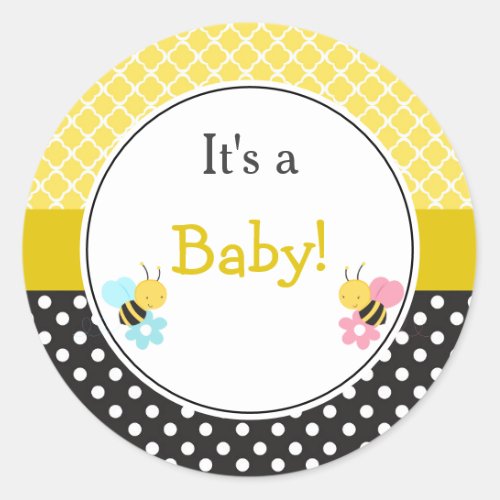 Cute Boy and Girl Bumble Bees Classic Round Sticker
