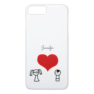 Cute boy and girl in love doodle iPhone 8 plus/7 plus case