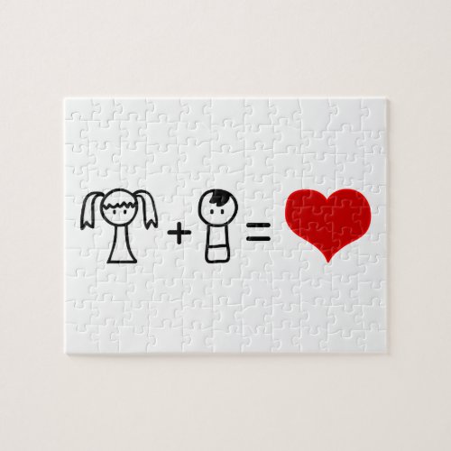 Cute boy and girl love doodle jigsaw puzzle