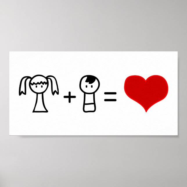 Cute boy and girl love doodle poster (Front)