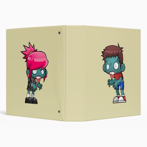 Cute Boy and Girl Zombie Illustration Binder