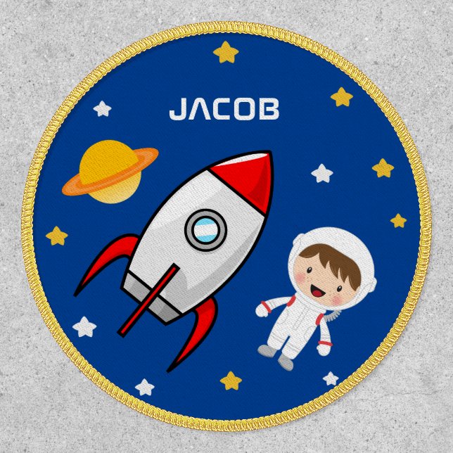Cute Boy Astronaut Outer Space Rocket Kids Patch (Front)