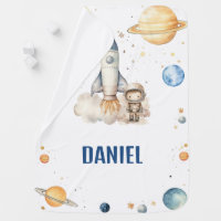 Cute Boy Astronaut Space Baby Blanket
