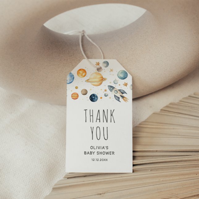 Cute Boy Astronaut Space Baby Shower Gift Tag (Creator Uploaded)