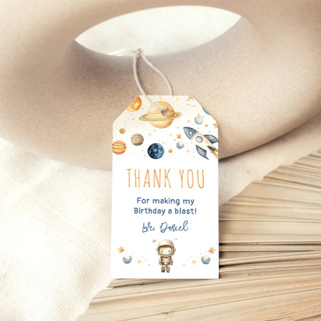Cute Boy Astronaut Space Birthday Gift Tag (Creator Uploaded)