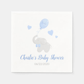 Cute Boy Baby Shower Elephant Balloon Paper Napkin