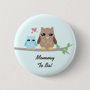 Cute Boy Baby Shower Owl Pinback Button