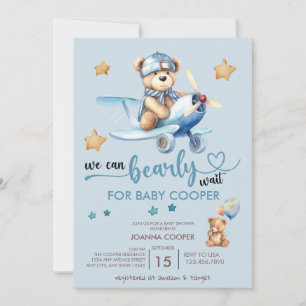 Cute Boy Baby Shower Teddy Bear Invitation