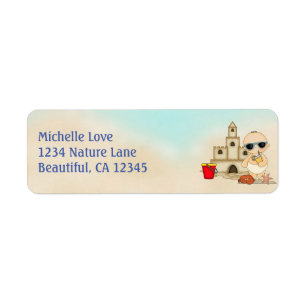 Cute Boy Beach Baby and Sandcastle Address Label