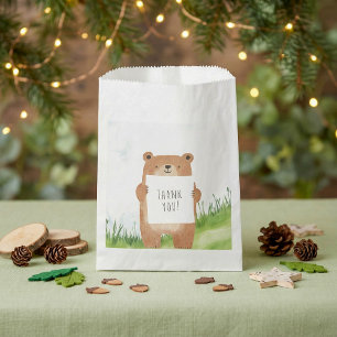 Cute boy Bear with Thank You Favor Bag